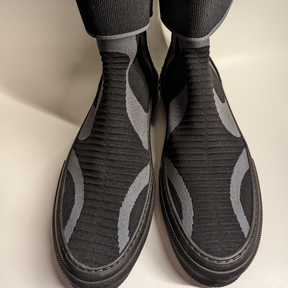 Burberry Knitted Stretch Nylon Sub High-top Sneakers in black and gray